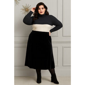 White Stag Womens Velvet Skirt XL Black Midi Whimsigoth Normcore Witchy Grunge